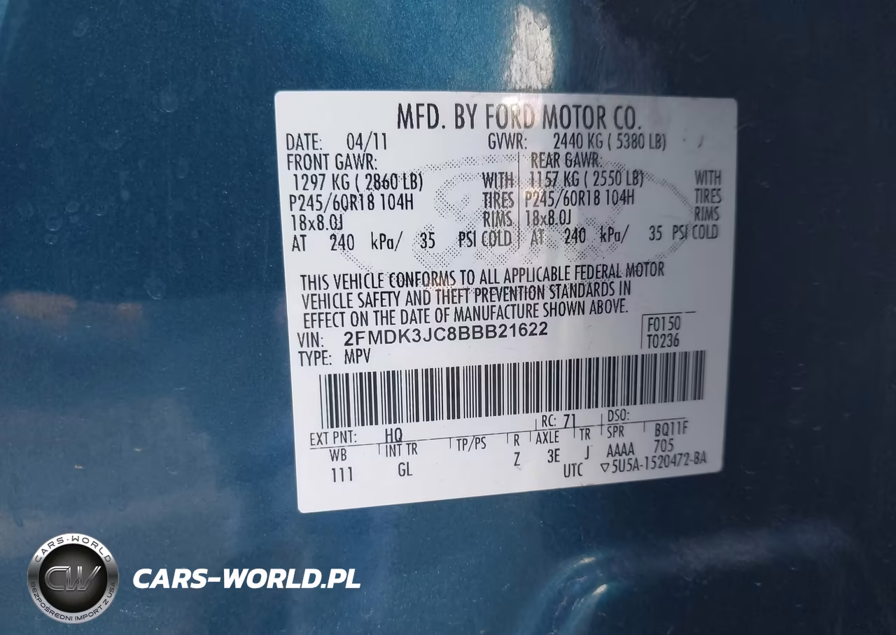 2011 Ford Edge Sel VIN:2FMDK3JC8BBB21622 - 9