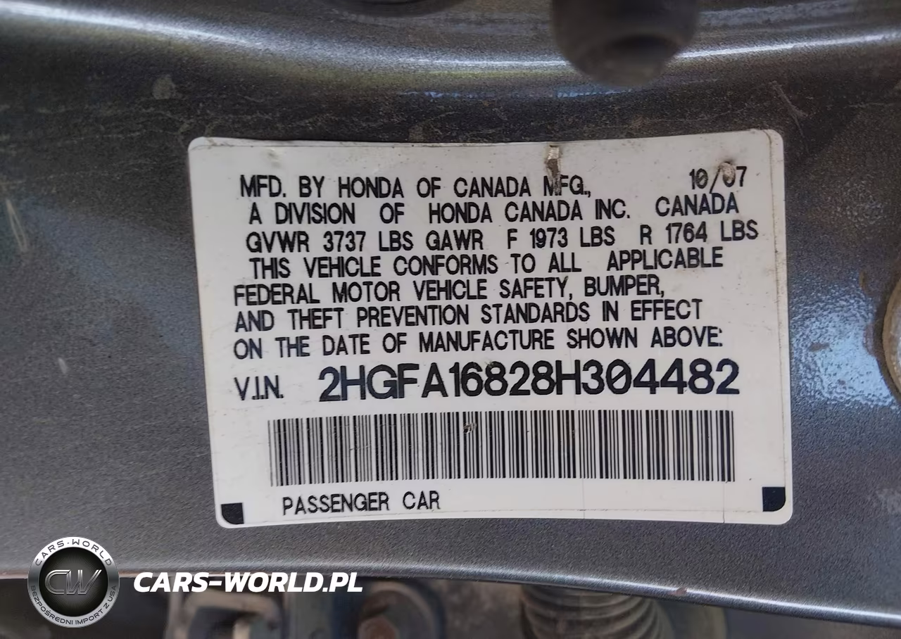 2008 Honda Civic Ex VIN:2HGFA16828H304482 - 9