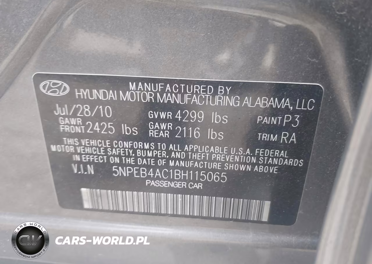 2011 Hyundai Sonata Gls VIN:5NPEB4AC1BH115065 - 9