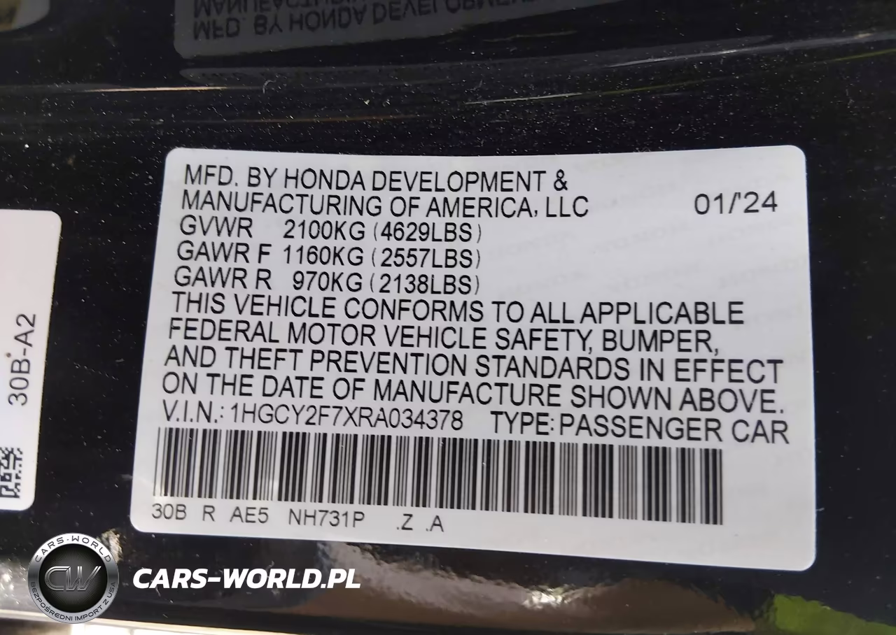2024 Honda Accord Hybrid Sport-L VIN:1HGCY2F7XRA034378 - 9