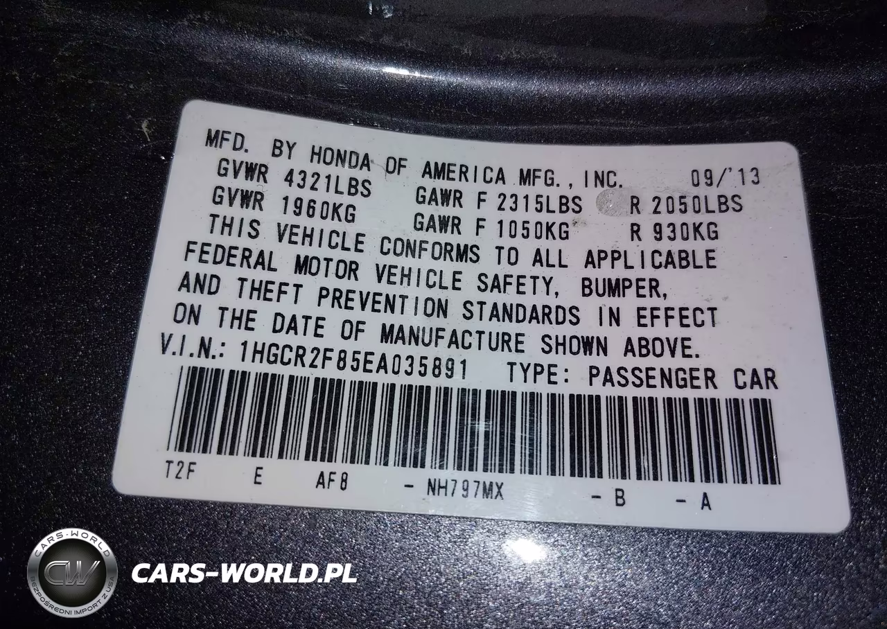 2014 Honda Accord Ex-L VIN:1HGCR2F85EA035891 - 9