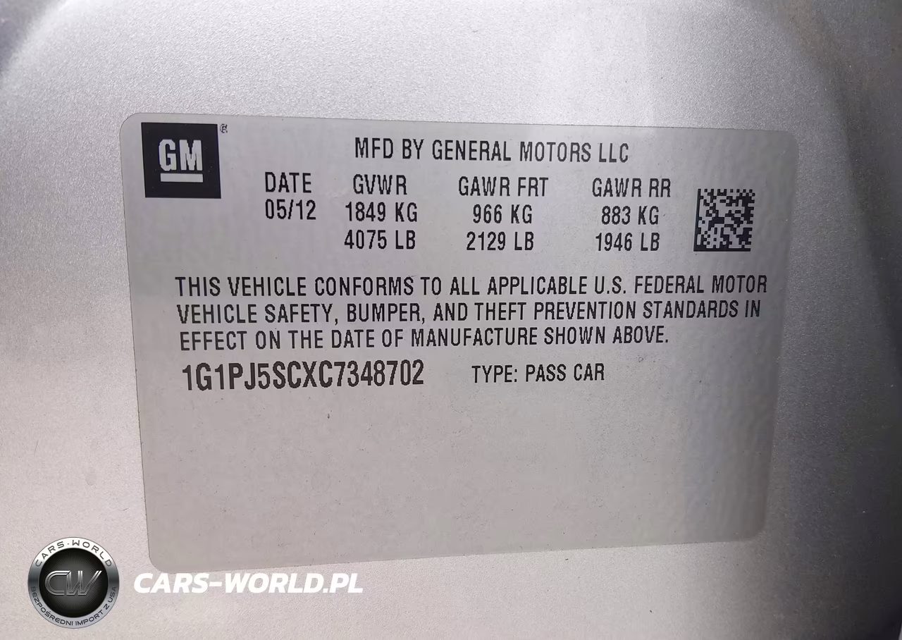 2012 Chevrolet Cruze Eco VIN:1G1PJ5SCXC7348702 - 9