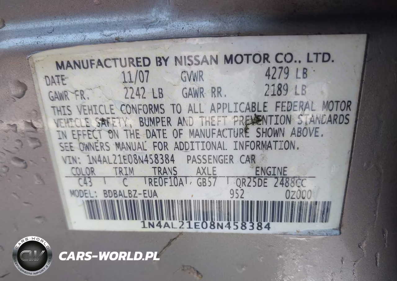 2008 Nissan Altima 2.5 S VIN:1N4AL21E08N458384 - 9