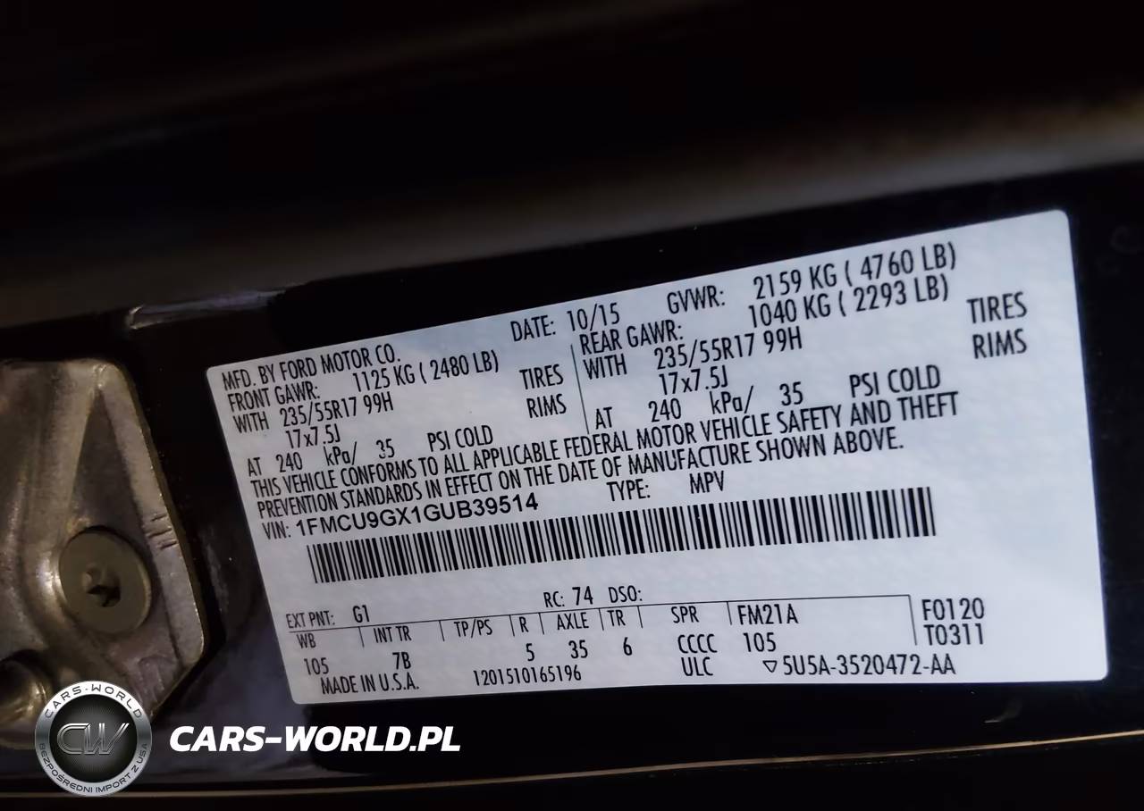 2016 Ford Escape Se VIN:1FMCU9GX1GUB39514 - 9