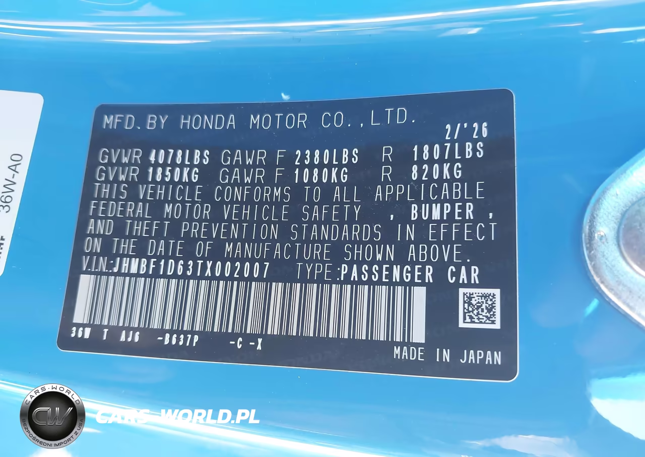 2026 Honda Prelude Hybrid VIN:JHMBF1D63TX002007 - 9