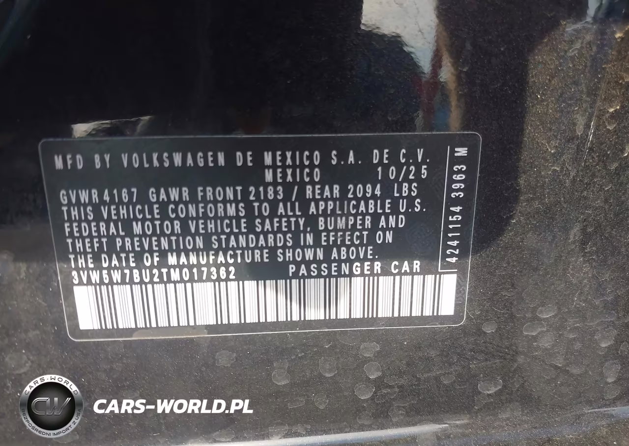 2026 Volkswagen Jetta S VIN:3VW5W7BU2TM017362 - 9