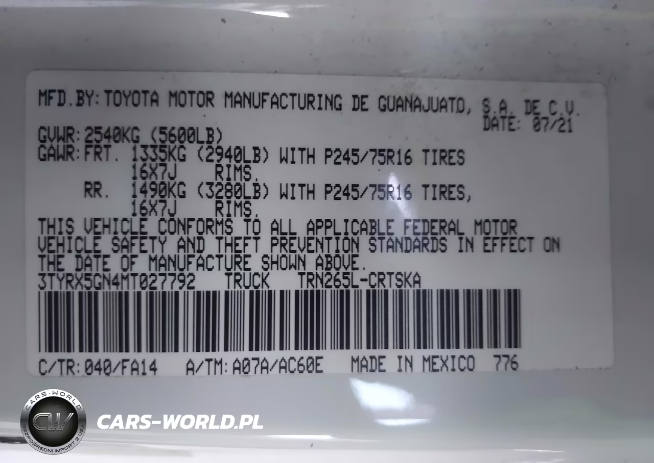 2021 Toyota Tacoma Sr VIN:3TYRX5GN4MT027792 - 9