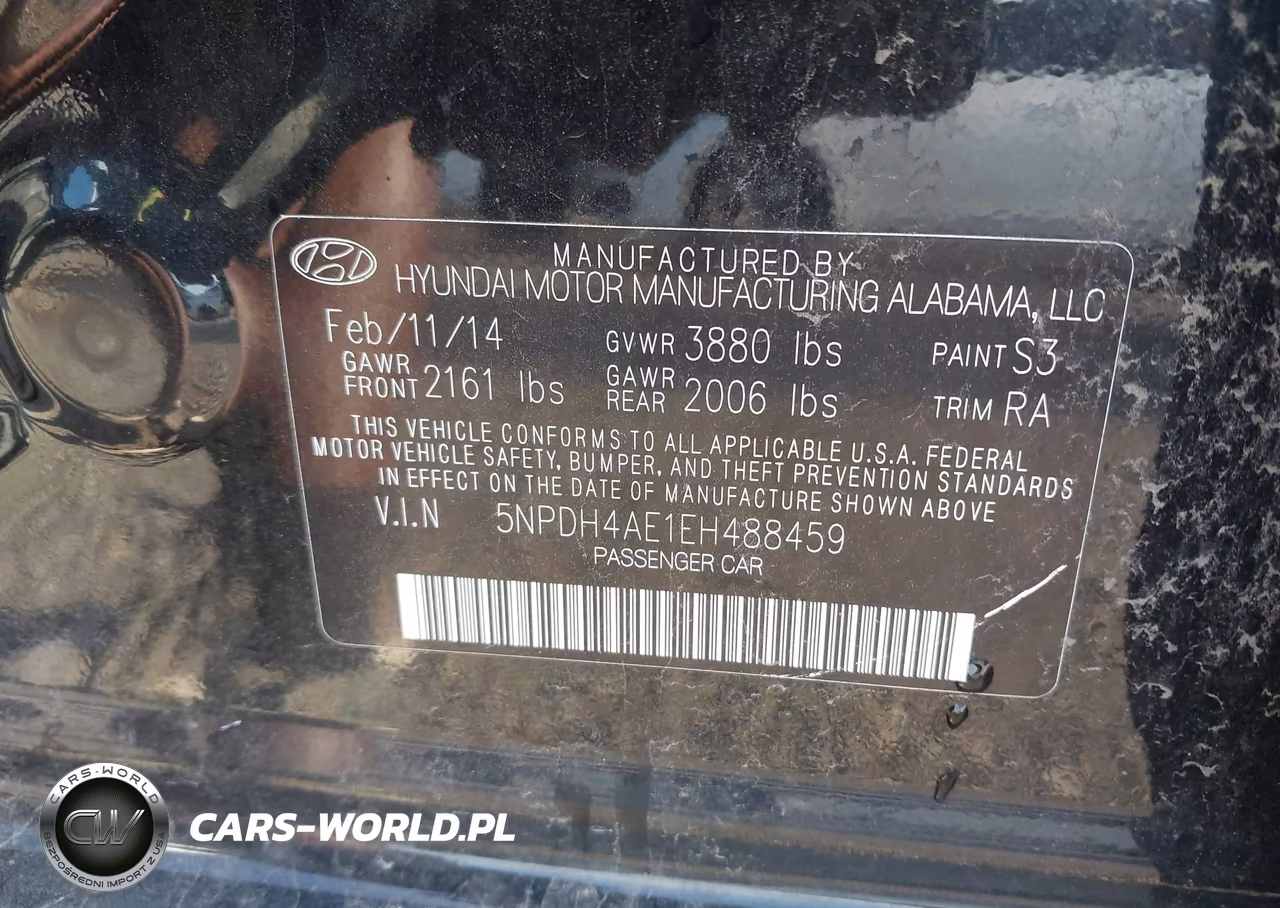 2014 Hyundai Elantra Se VIN:5NPDH4AE1EH488459 - 9