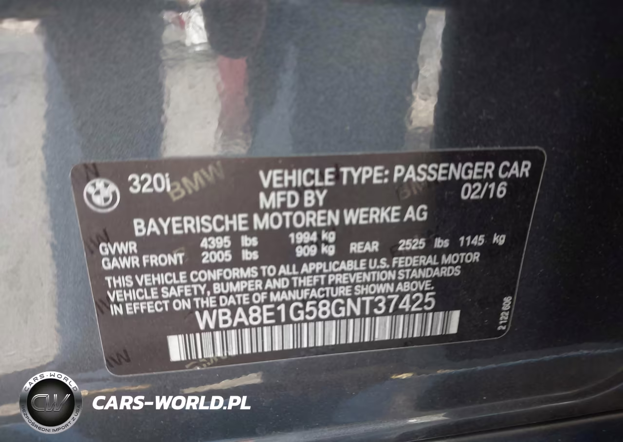 2016 BMW 320I VIN:WBA8E1G58GNT37425 - 9