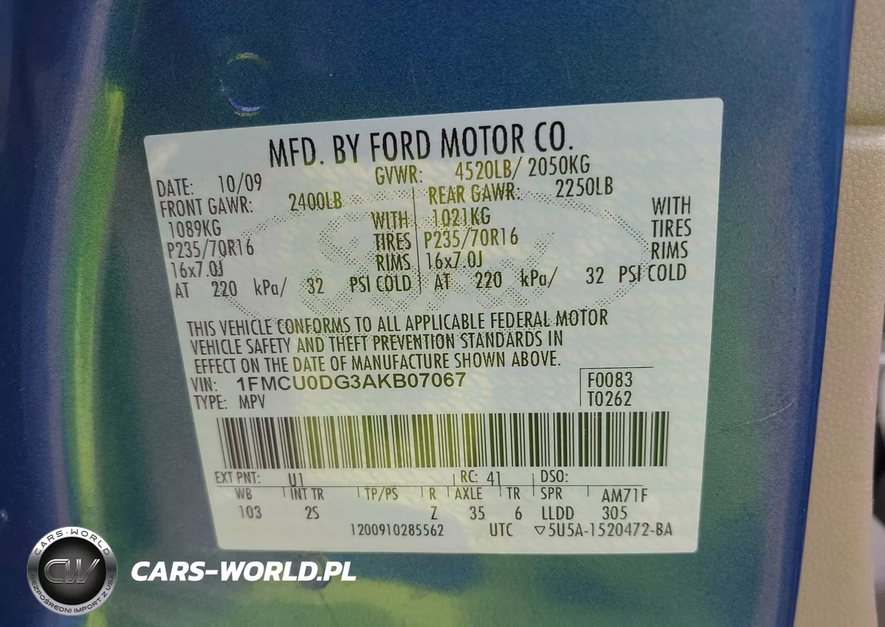 2010 Ford Escape Xlt VIN:1FMCU0DG3AKB07067 - 9