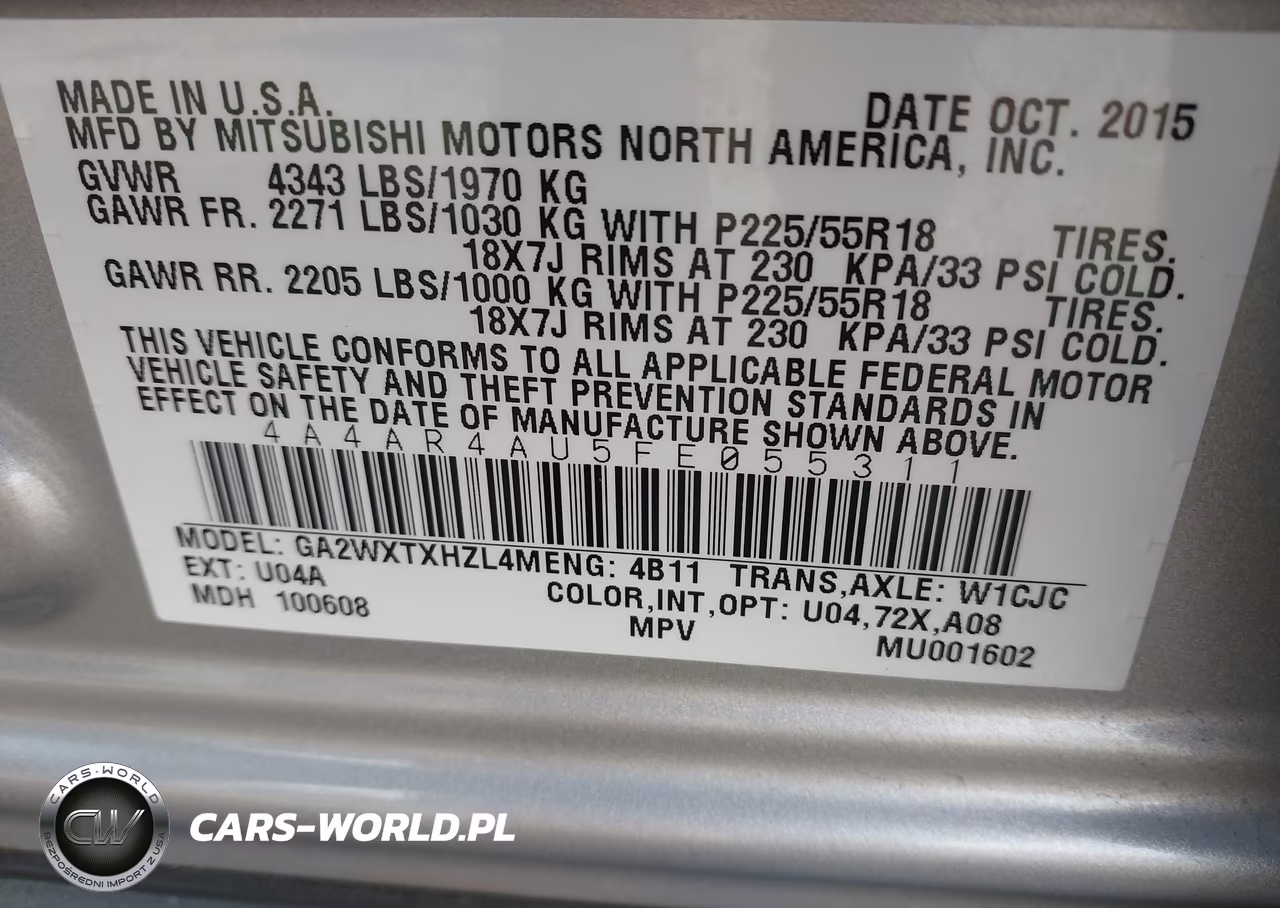 2015 Mitsubishi Outlander Sport Se VIN:4A4AR4AU5FE055311 - 9