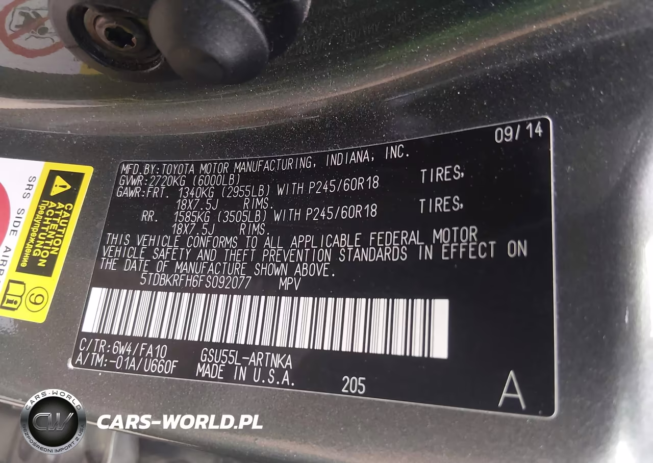 2015 Toyota Highlander Le Plus V6 VIN:5TDBKRFH6FS092077 - 9