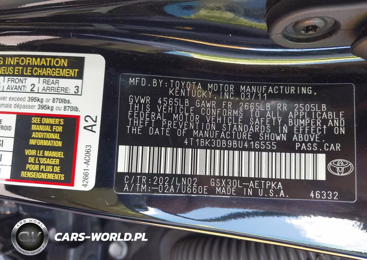 2011 Toyota Avalon Limited VIN:4T1BK3DB9BU416555 - 9