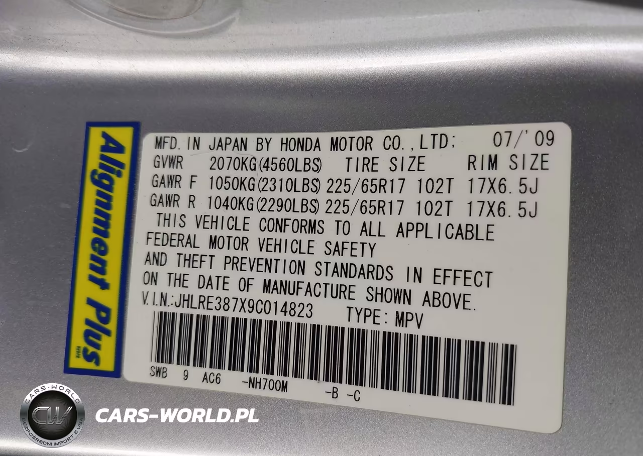 2009 Honda Cr-V Ex-L VIN:JHLRE387X9C014823 - 9