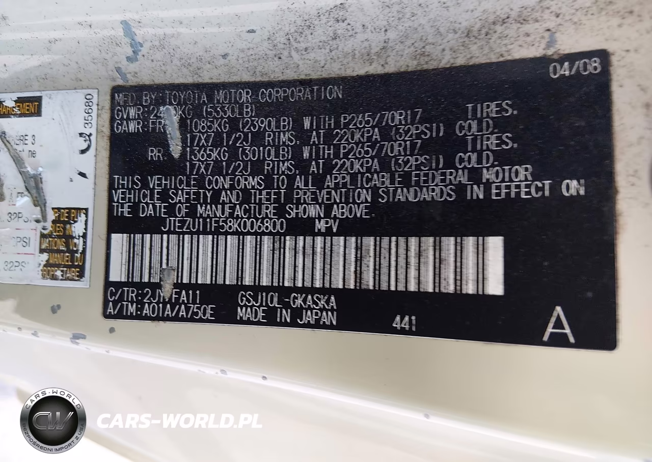 2008 Toyota Fj Cruiser VIN:JTEZU11F58K006800 - 9