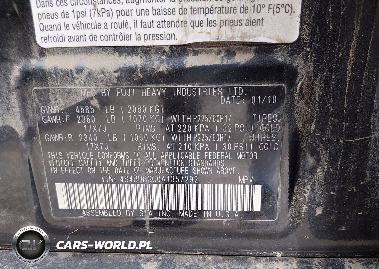 2010 Subaru Outback 2.5I Premium VIN:4S4BRBGC0A1357292 - 9