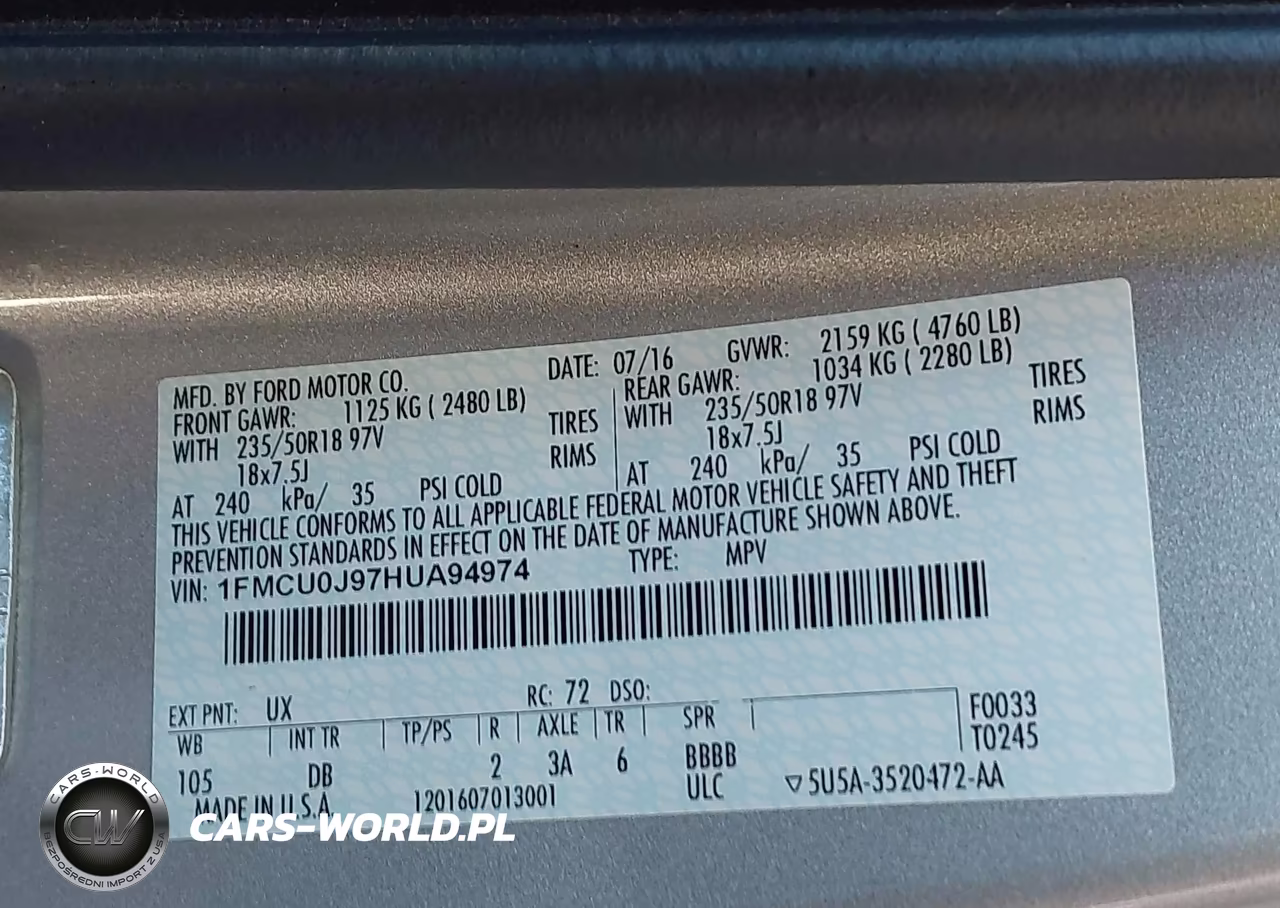 2017 Ford Escape Titanium VIN:1FMCU0J97HUA94974 - 9