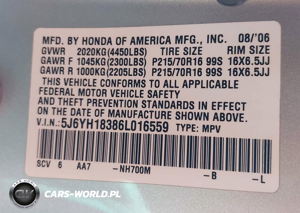 2006 Honda Element Lx VIN:5J6YH18386L016559 - 9