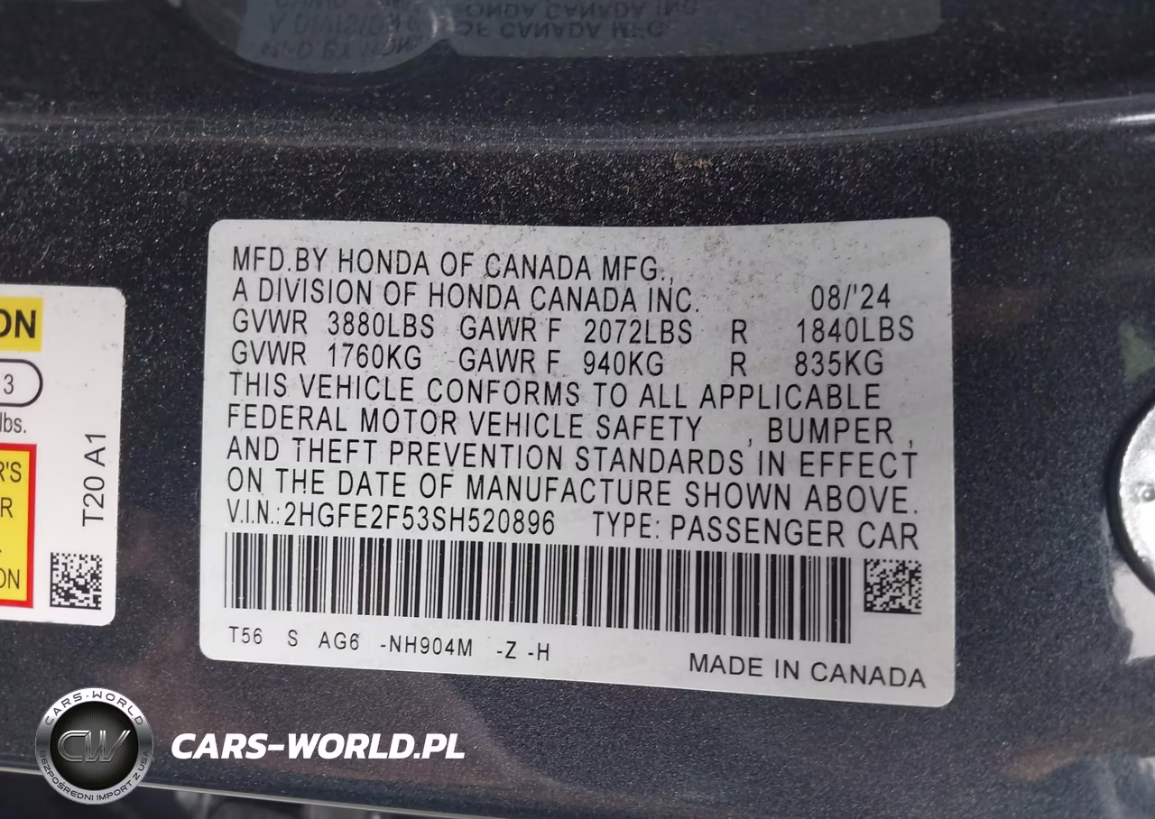 2025 Honda Civic Sport VIN:2HGFE2F53SH520896 - 9