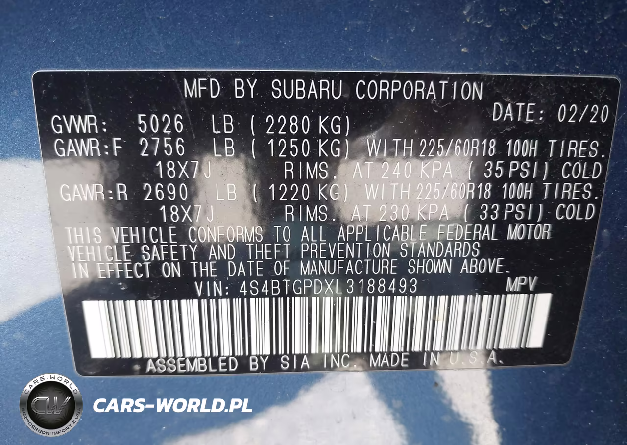 2020 Subaru Outback Touring Xt VIN:4S4BTGPDXL3188493 - 9
