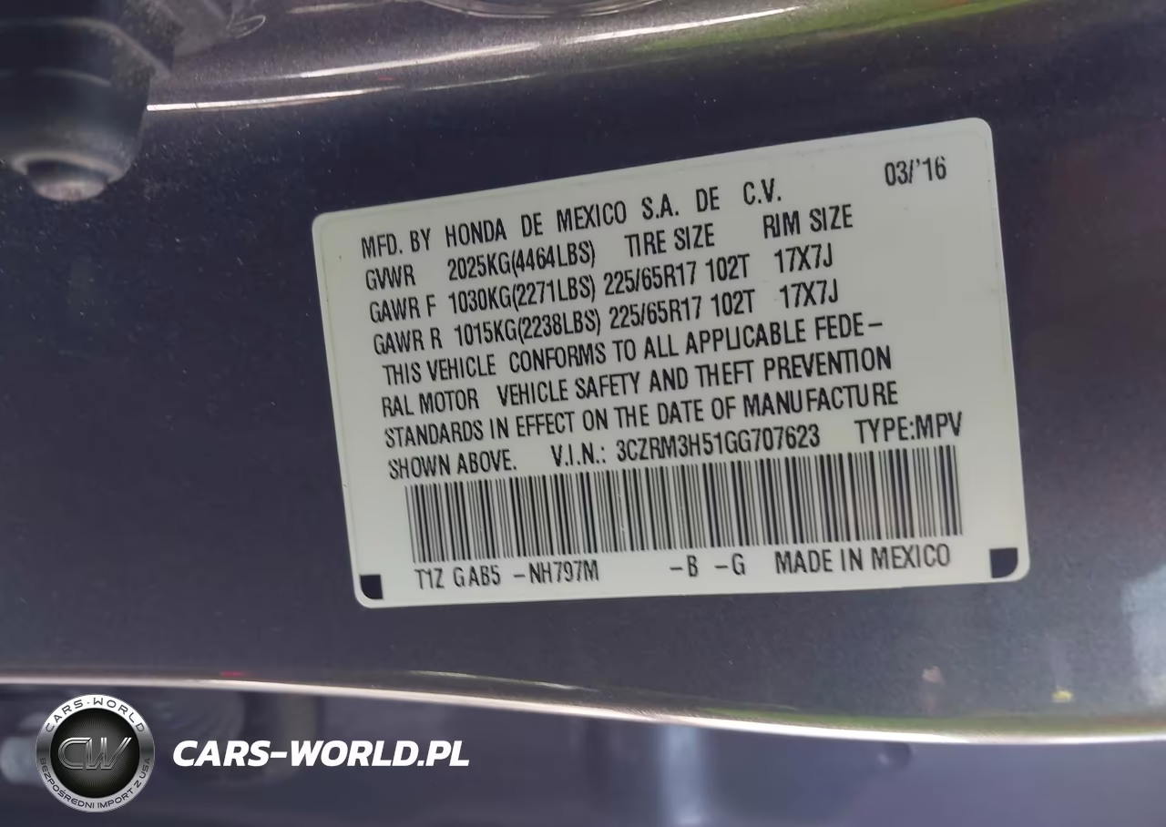 2016 Honda Cr-V Ex VIN:3CZRM3H51GG707623 - 9