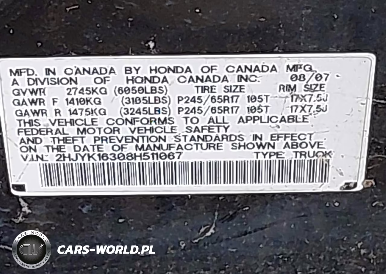 2008 Honda Ridgeline Rtx VIN:2HJYK16308H511067 - 9