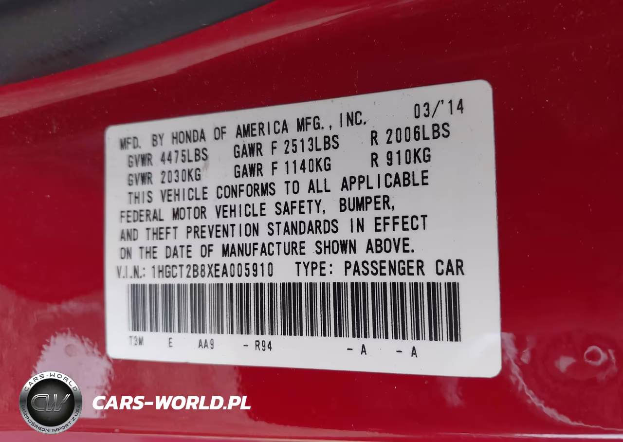 2014 Honda Accord Ex-L V-6 VIN:1HGCT2B8XEA005910 - 9