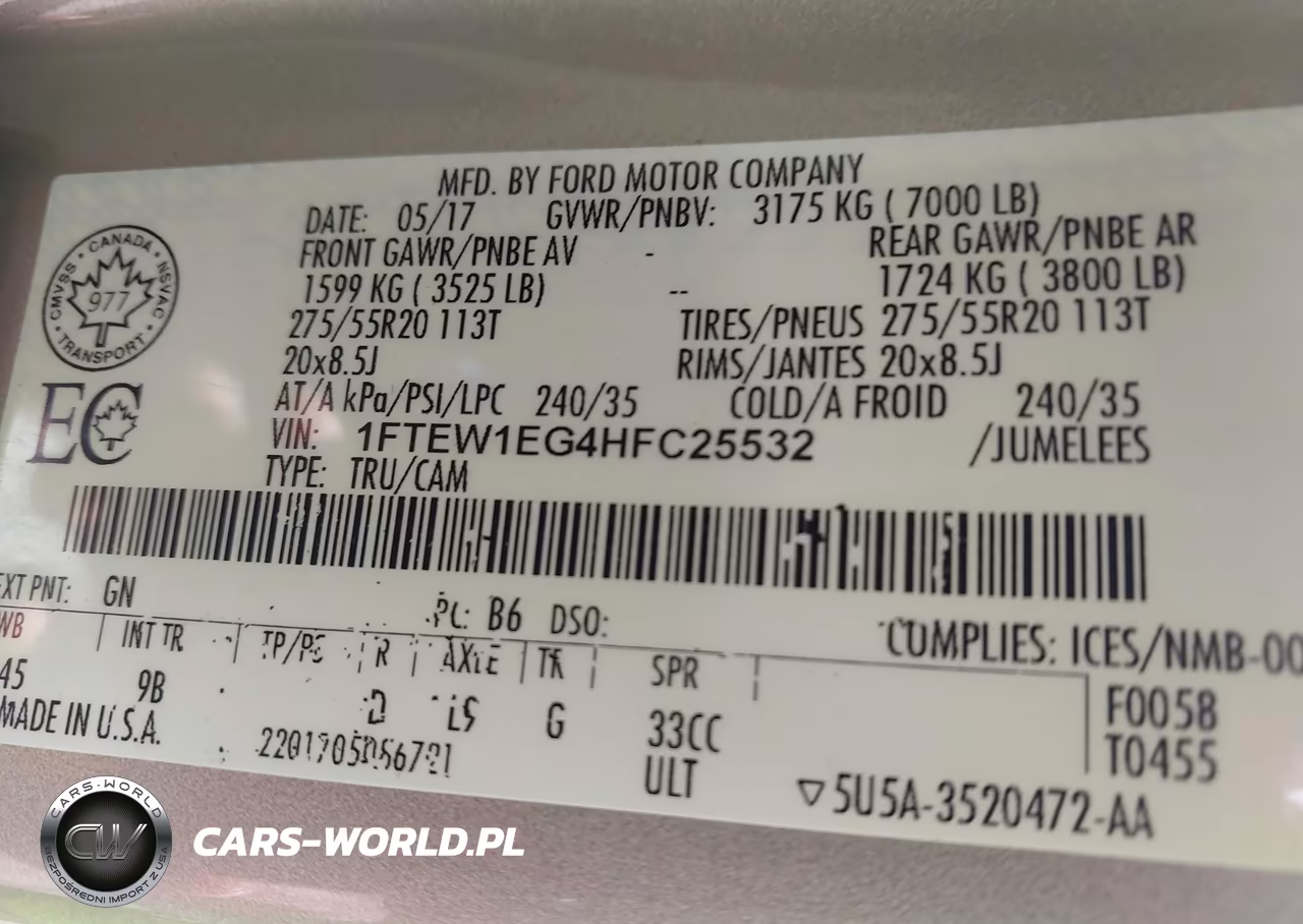 2017 Ford F-150 Platinum VIN:1FTEW1EG4HFC25532 - 9