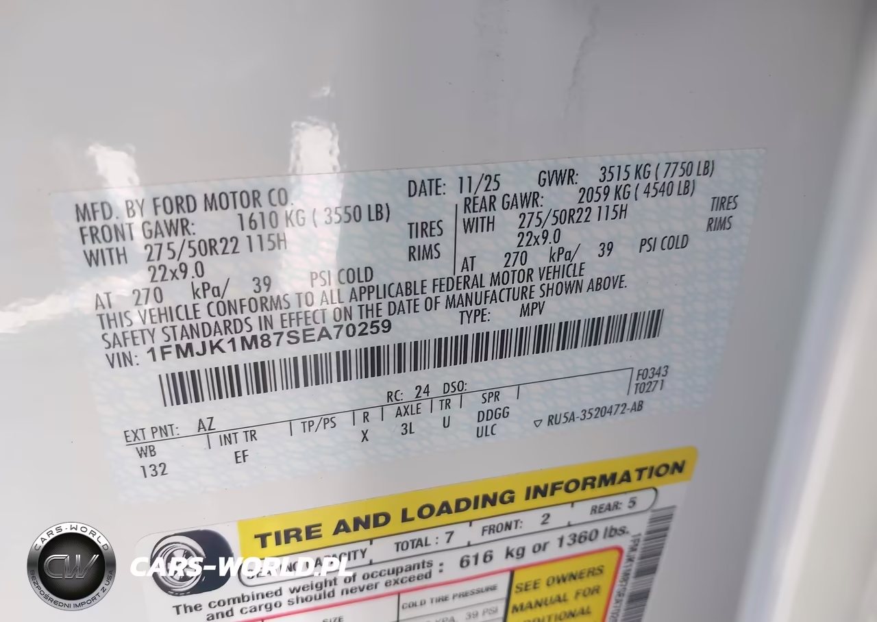 2025 Ford Expedition Platinum Max VIN:1FMJK1M87SEA70259 - 9