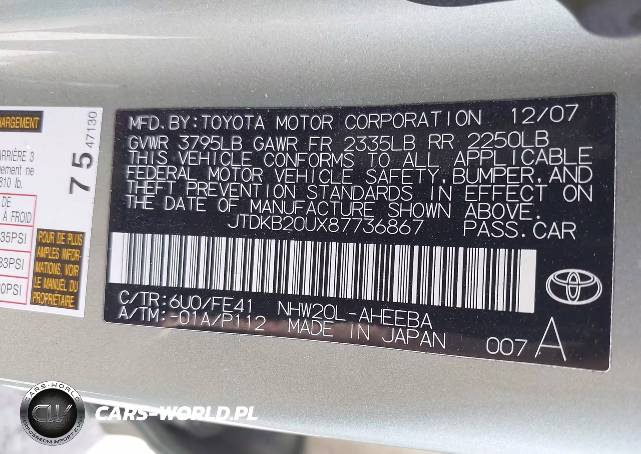 2008 Toyota Prius VIN:JTDKB20UX87736867 - 9