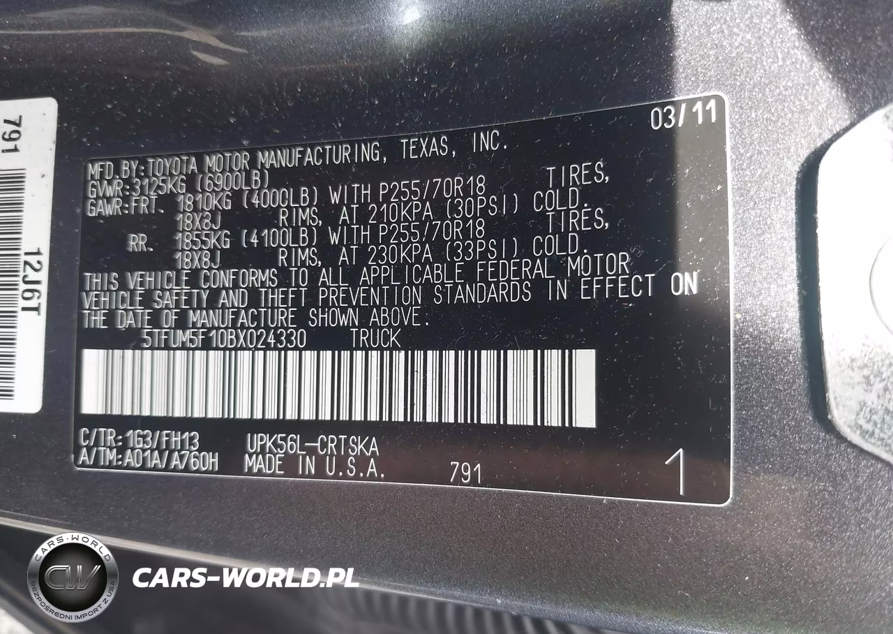 2011 Toyota Tundra Grade 4.6L V8 VIN:5TFUM5F10BX024330 - 9