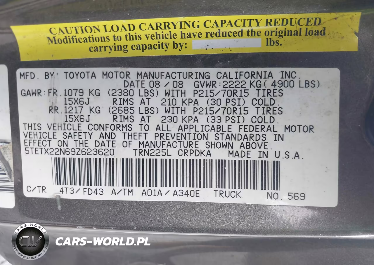 2009 Toyota Tacoma VIN:5TETX22N69Z623620 - 9
