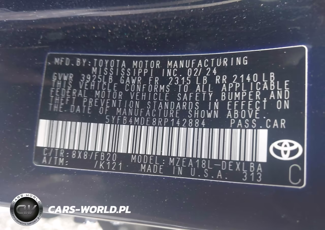 2024 Toyota Corolla Le VIN:5YFB4MDE8RP142884 - 9