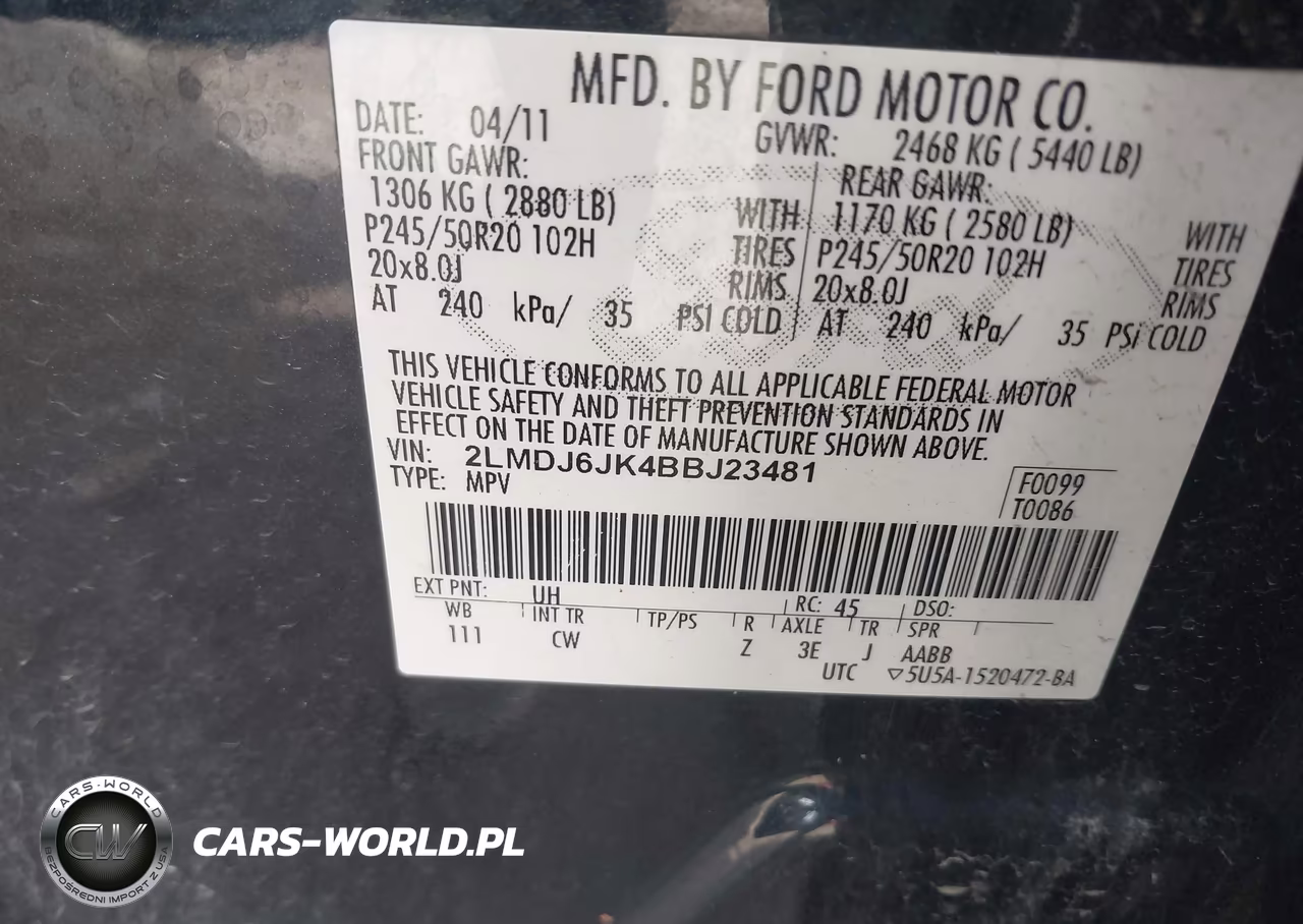 2011 Lincoln Mkx VIN:2LMDJ6JK4BBJ23481 - 9