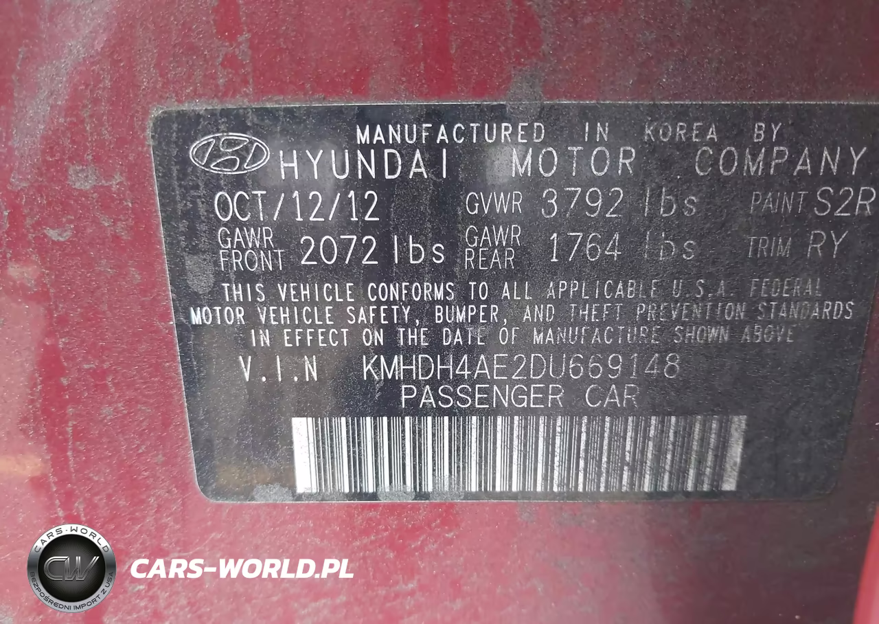 2013 Hyundai Elantra Limited VIN:KMHDH4AE2DU669148 - 9