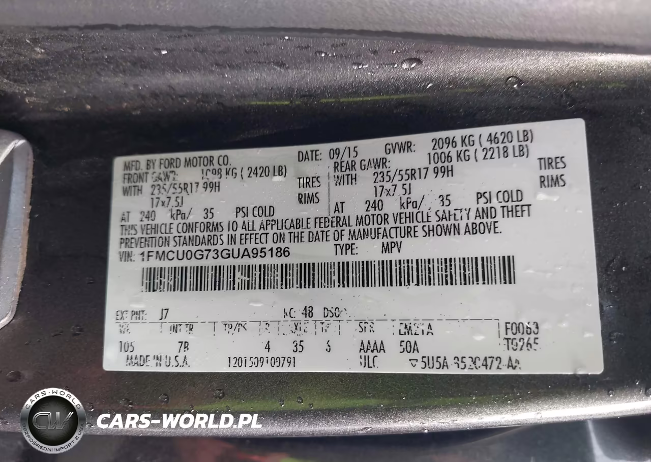 2016 Ford Escape Se VIN:1FMCU0G73GUA95186 - 9