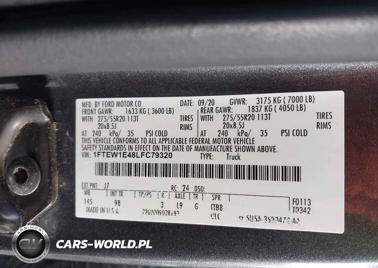 2020 Ford F-150 Platinum VIN:1FTEW1E48LFC79320 - 9