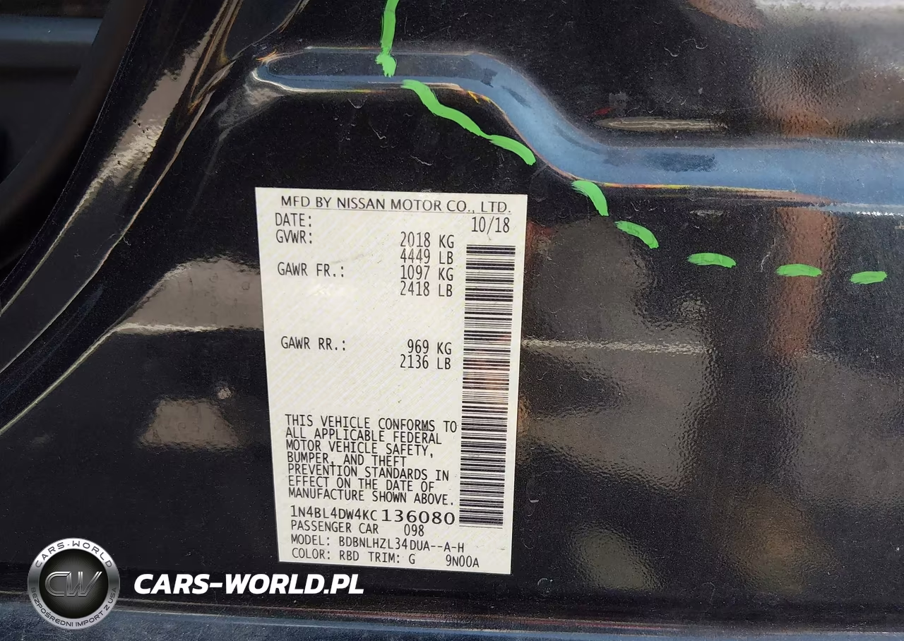 2019 Nissan Altima 2.5 Sv VIN:1N4BL4DW4KC136080 - 9