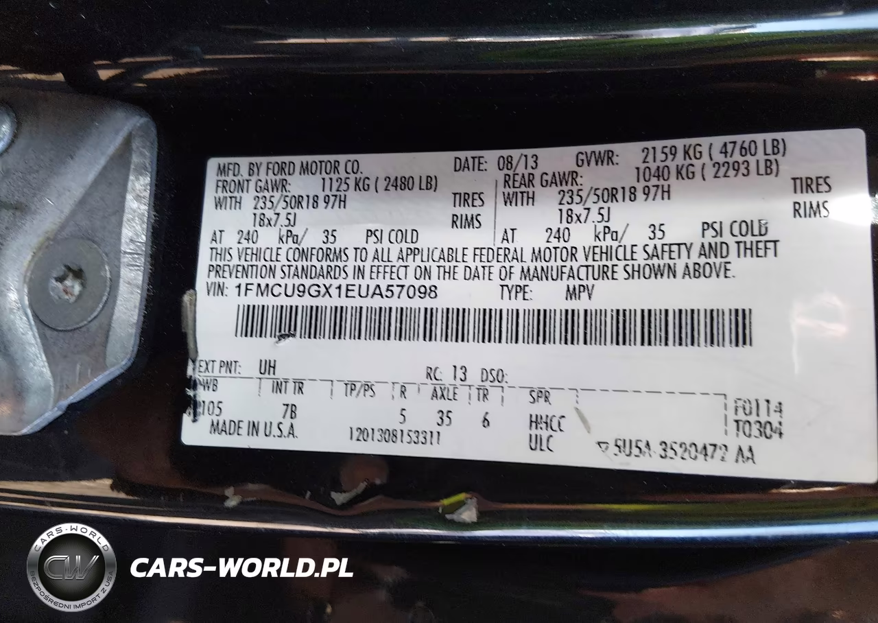 2014 Ford Escape Se VIN:1FMCU9GX1EUA57098 - 9
