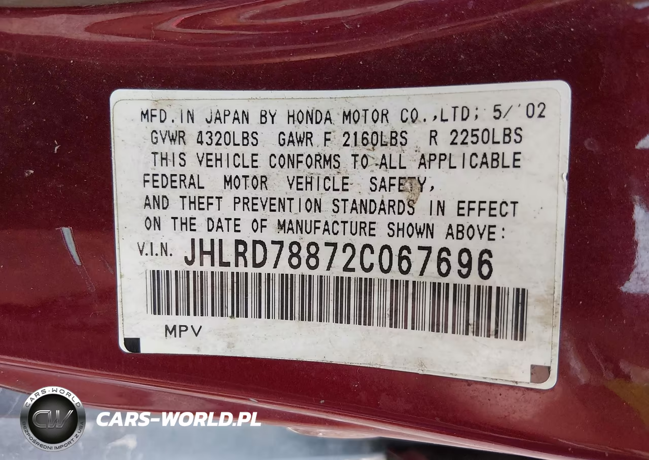 2002 Honda Cr-V Ex VIN:JHLRD78872C067696 - 9