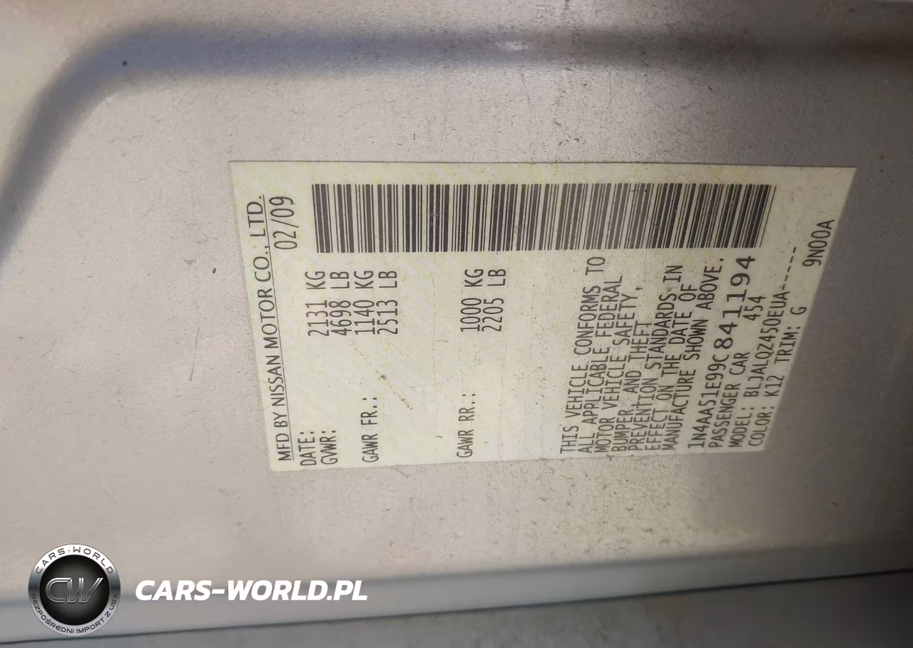 2009 Nissan Maxima 3.5 S VIN:1N4AA51E99C841194 - 9