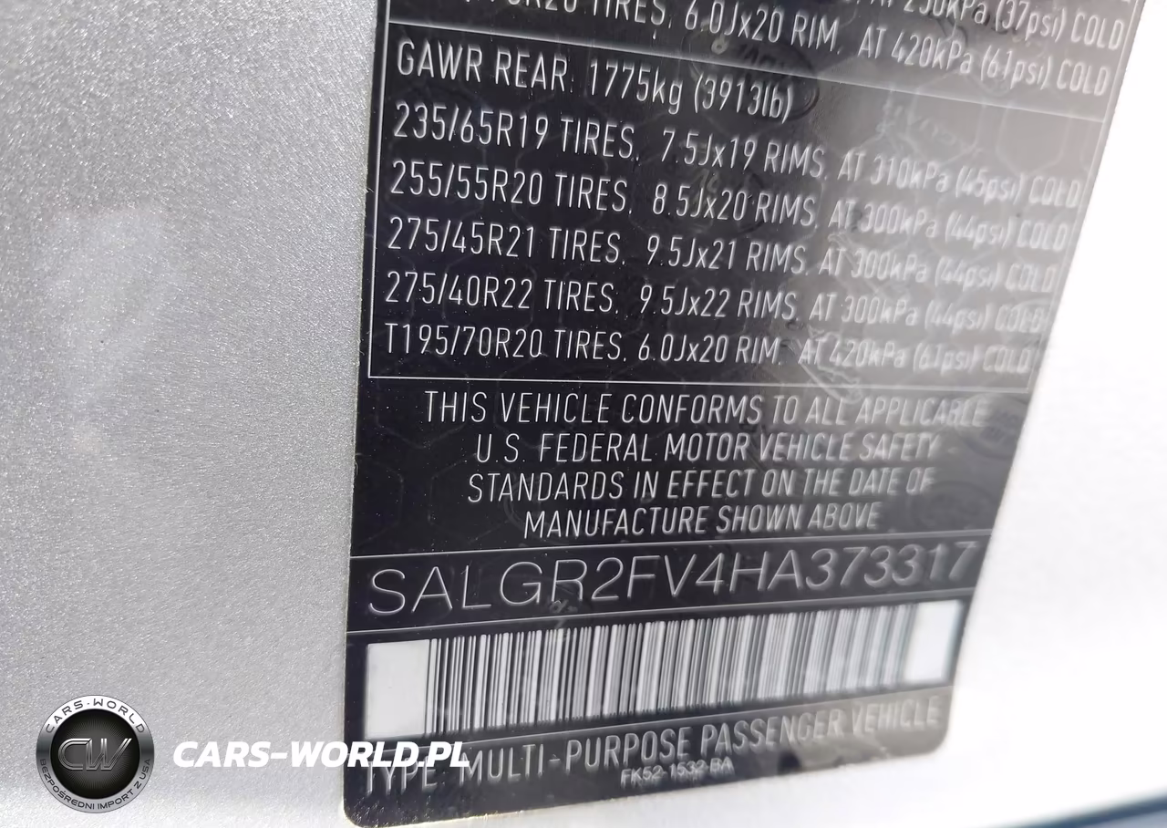 2017 Land Rover Range Rover 3.0L V6 Supercharged VIN:SALGR2FV4HA373317 - 9