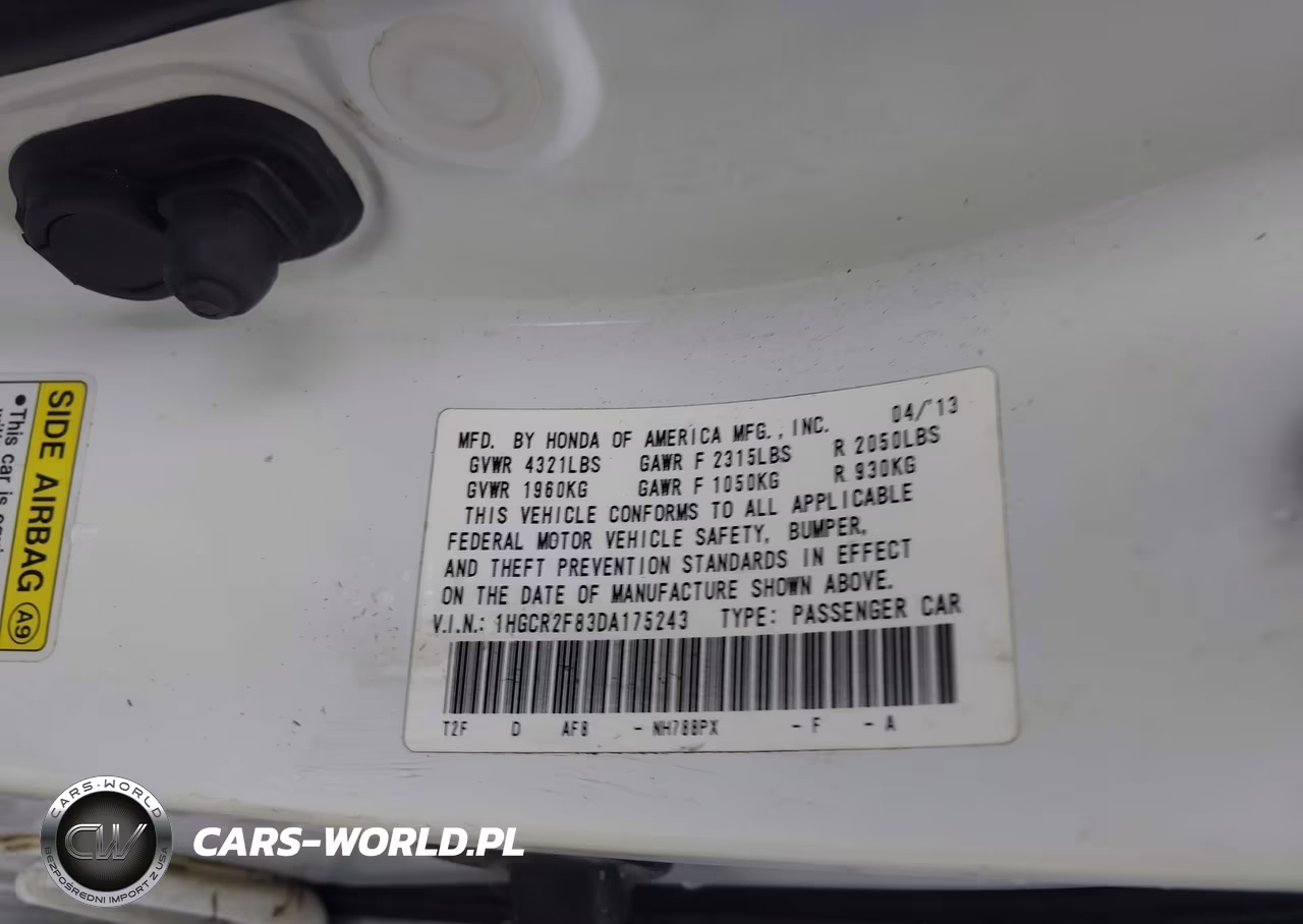 2013 Honda Accord Ex-L VIN:1HGCR2F83DA175243 - 9