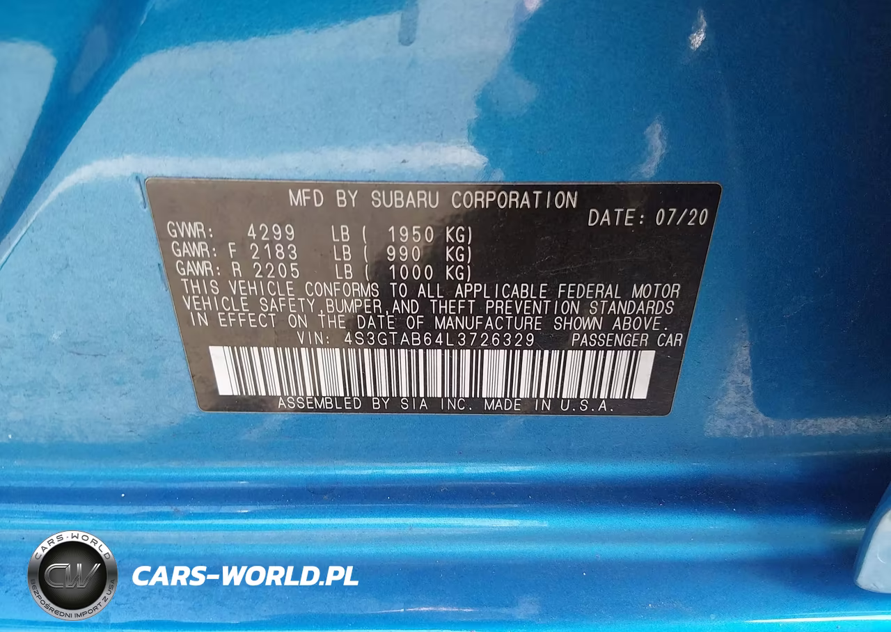 2020 Subaru Impreza 5-Door VIN:4S3GTAB64L3726329 - 9
