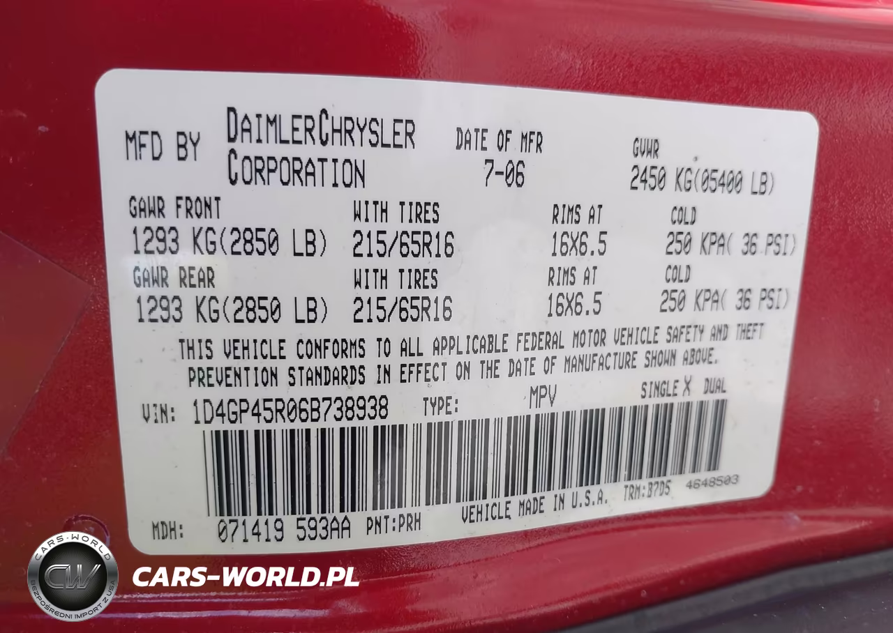 2006 Dodge Caravan Sxt VIN:1D4GP45R06B738938 - 9
