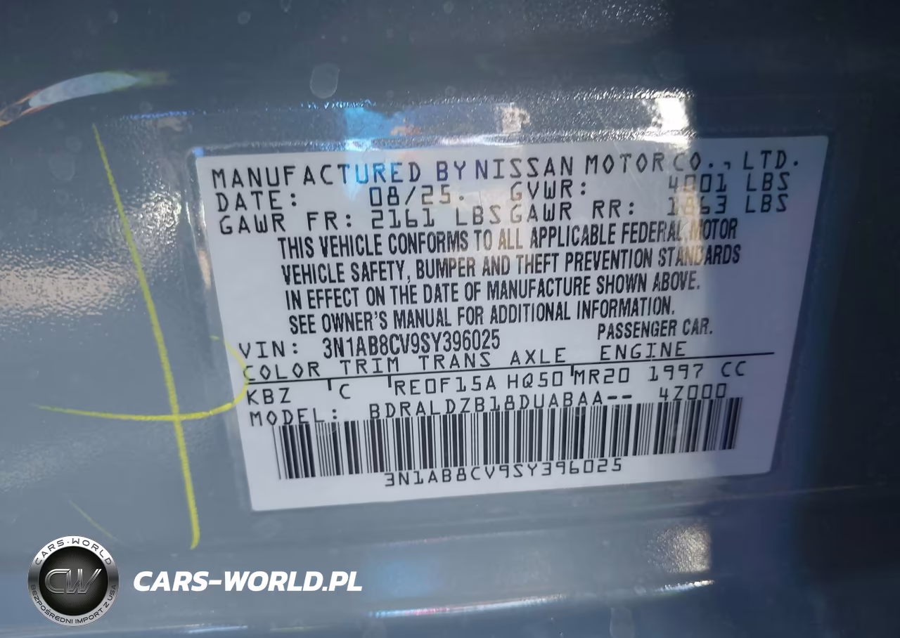2025 Nissan Sentra Sv VIN:3N1AB8CV9SY396025 - 9