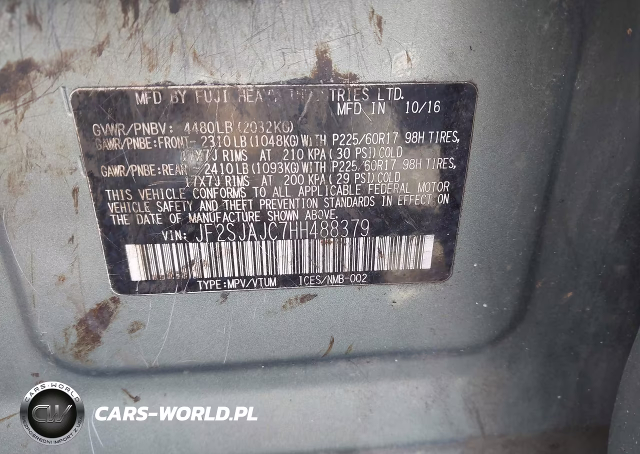 2017 Subaru Forester 2.5I Limited VIN:JF2SJAJC7HH488379 - 9