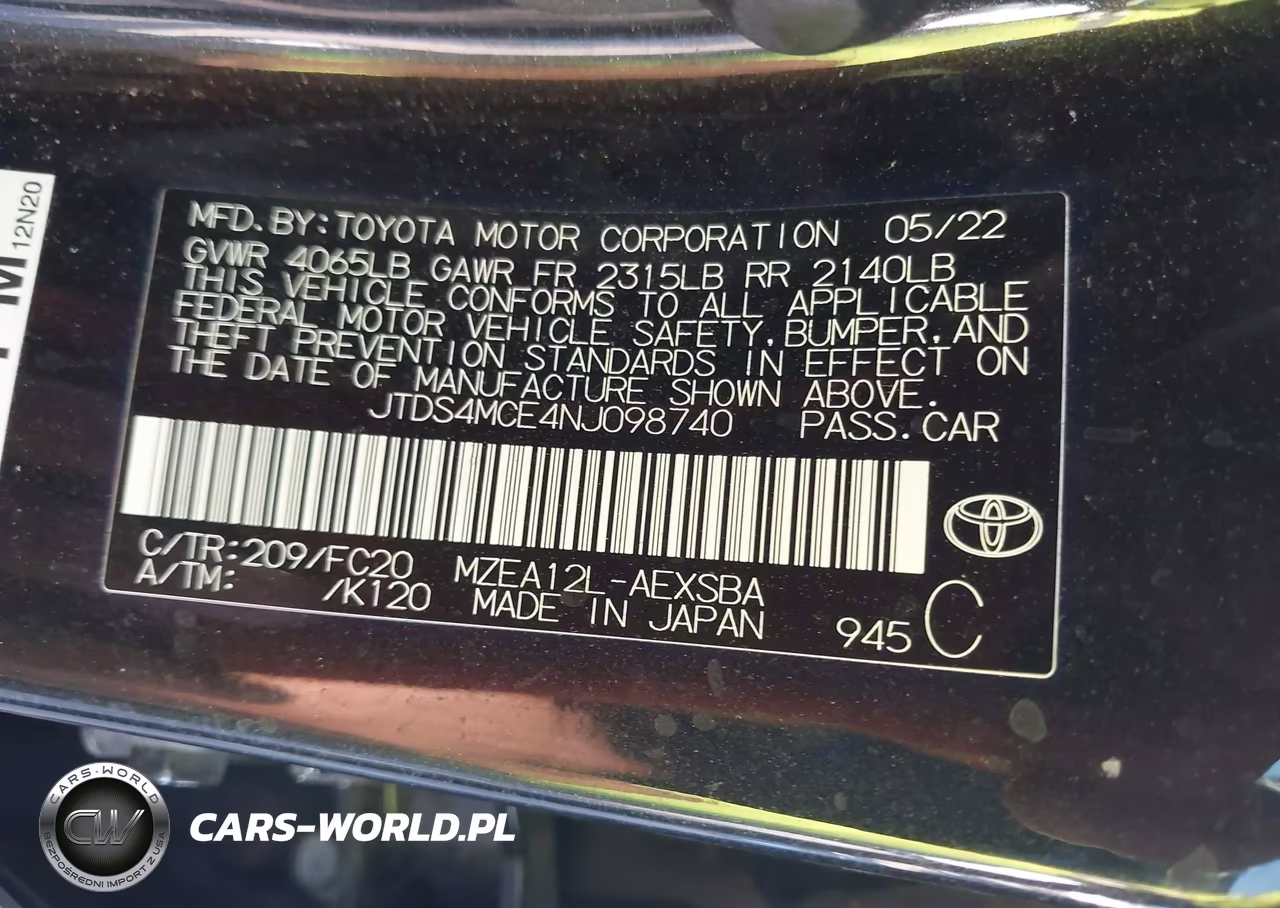 2022 Toyota Corolla Se VIN:JTDS4MCE4NJ098740 - 9