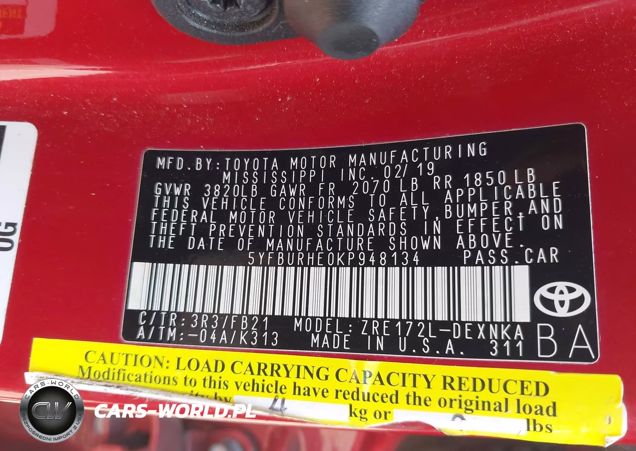 2019 Toyota Corolla Le VIN:5YFBURHE0KP948134 - 9