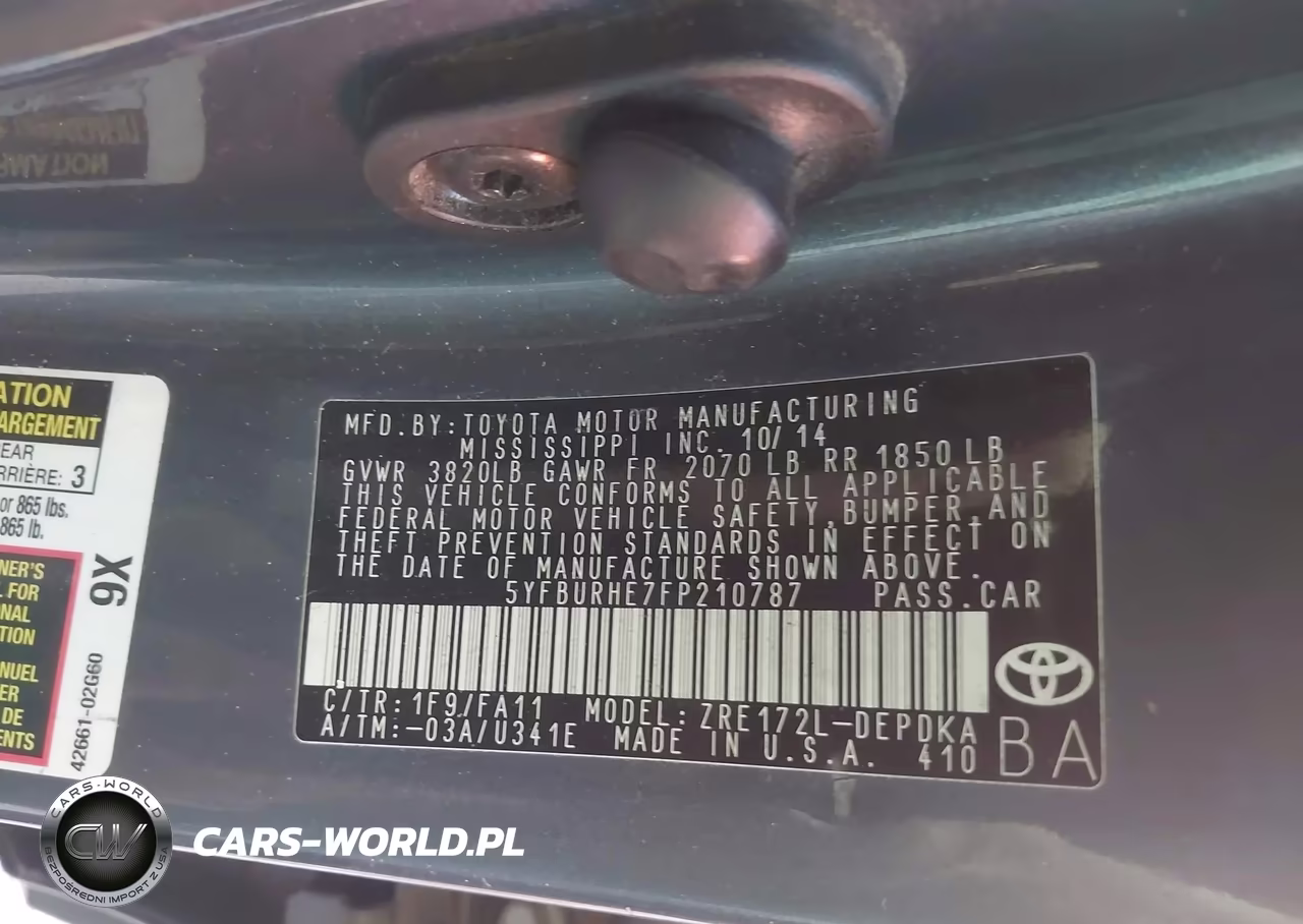 2015 Toyota Corolla L VIN:5YFBURHE7FP210787 - 9
